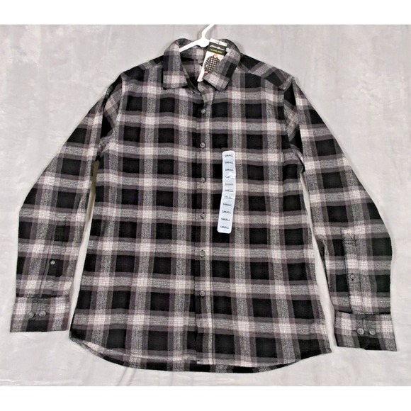 Eddie Bauer‎ Flannel Mens Small Caviar Shirt Plaid Long Sleeve Heavy $75 NEW - Picture 1 of 13